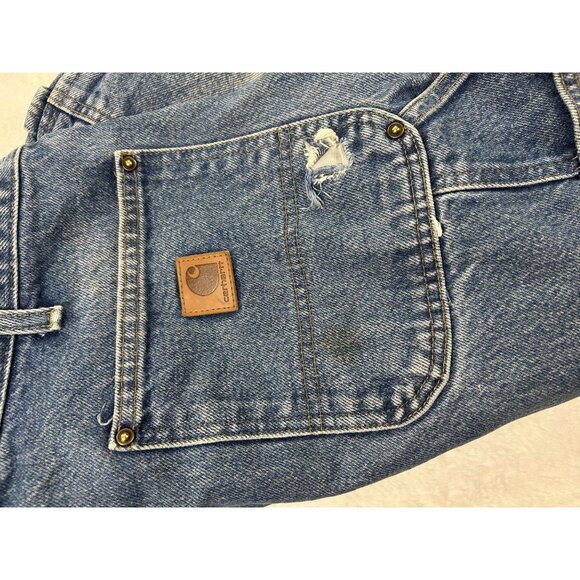 Carhartt Mens Double Knee  Workwear Blue Denim Jeans 36x34 Original Dungaree Fit - Picture 14 of 16